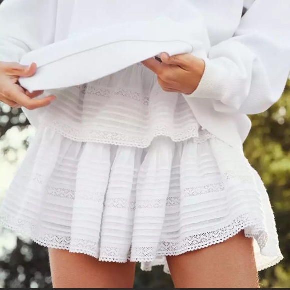 Aerie White Rock N Ruffle Mini Skirt Ruffle Lace Skirt - Picture 4 of 8